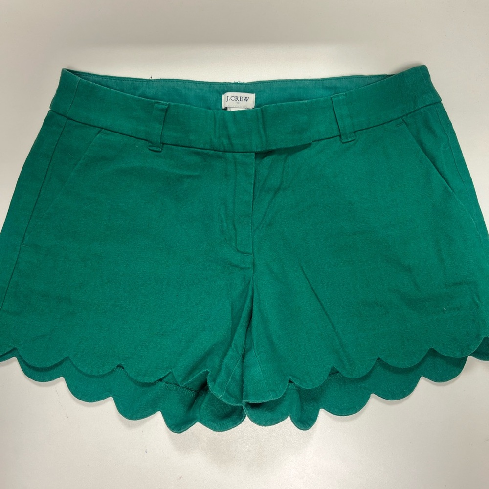 J. Crew Green Scallop Hem Women's Shorts